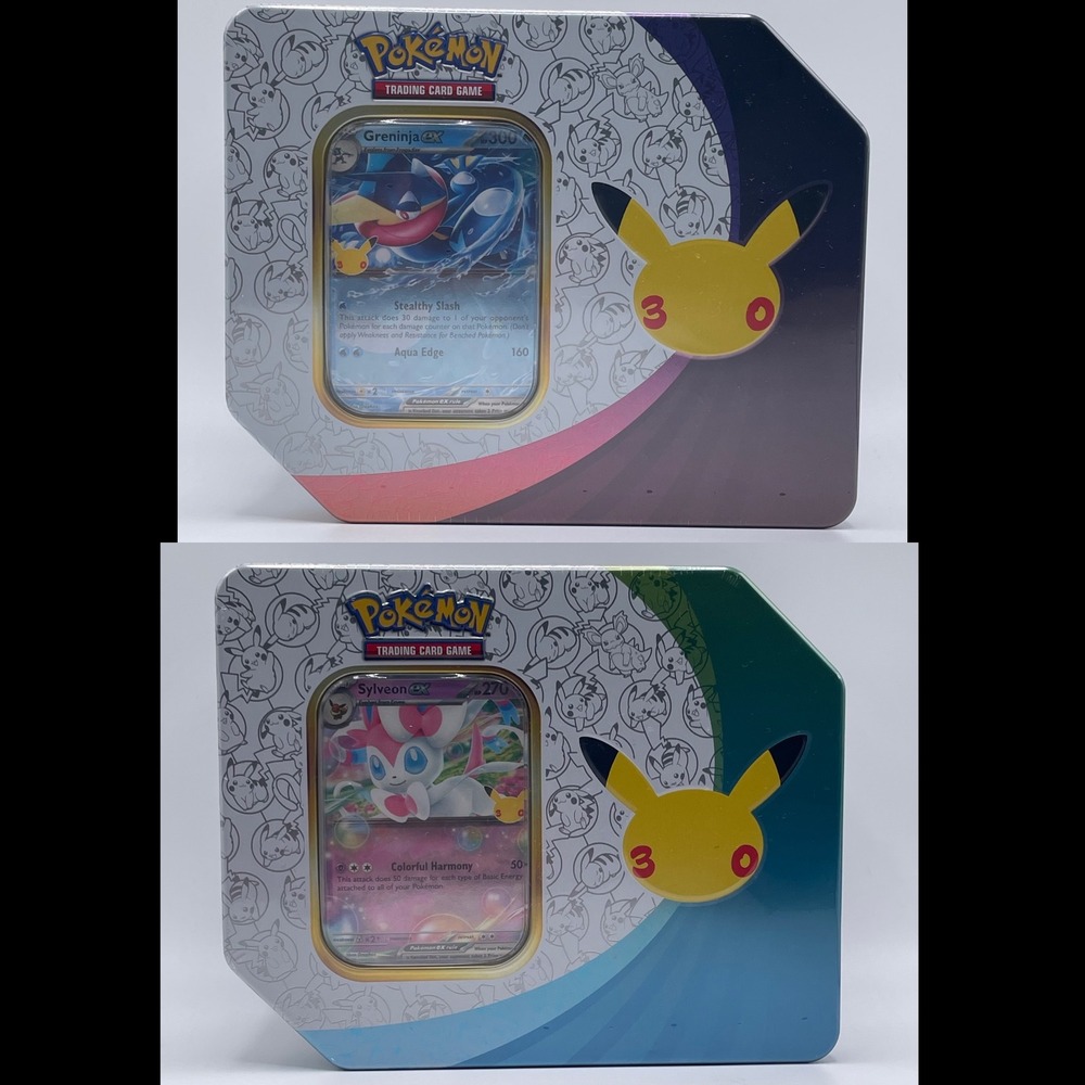 Pokemon TCG 30th Celebration Tin Random Sylveon and Greninja IN HAND Lot of 2